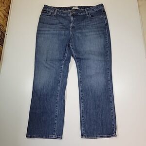LL Bean Womens Jeans Size 18 Blue Straight Stretch Denim Light Wash Five Pockets